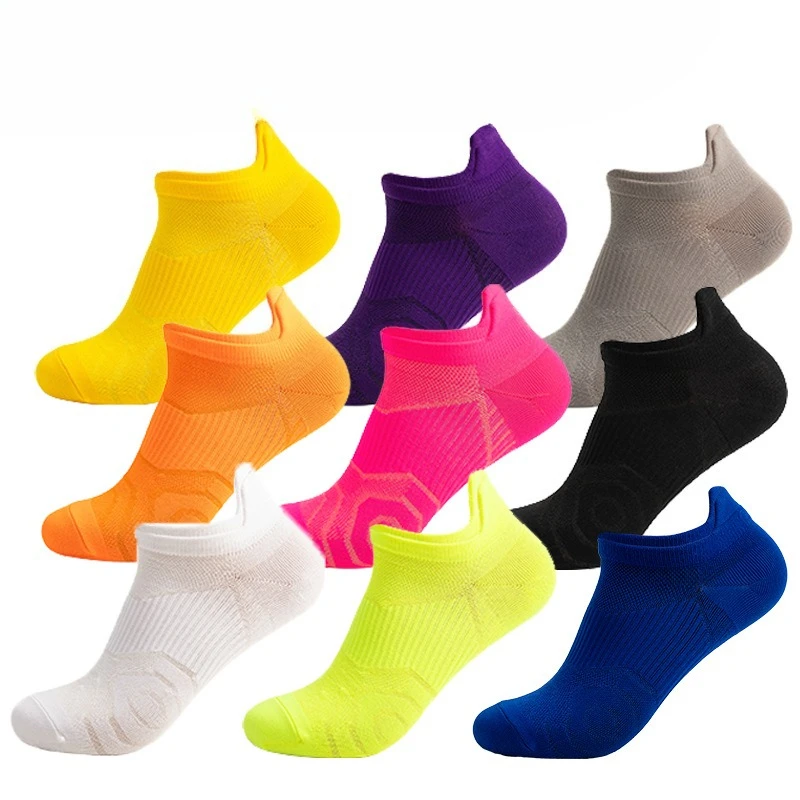 1/9 Pairs Outdoor Fitness Running Towel Bottom Sports Socks Short Tube Shallow Mouth Thin Style Solid Color Breathable Socks view 3
