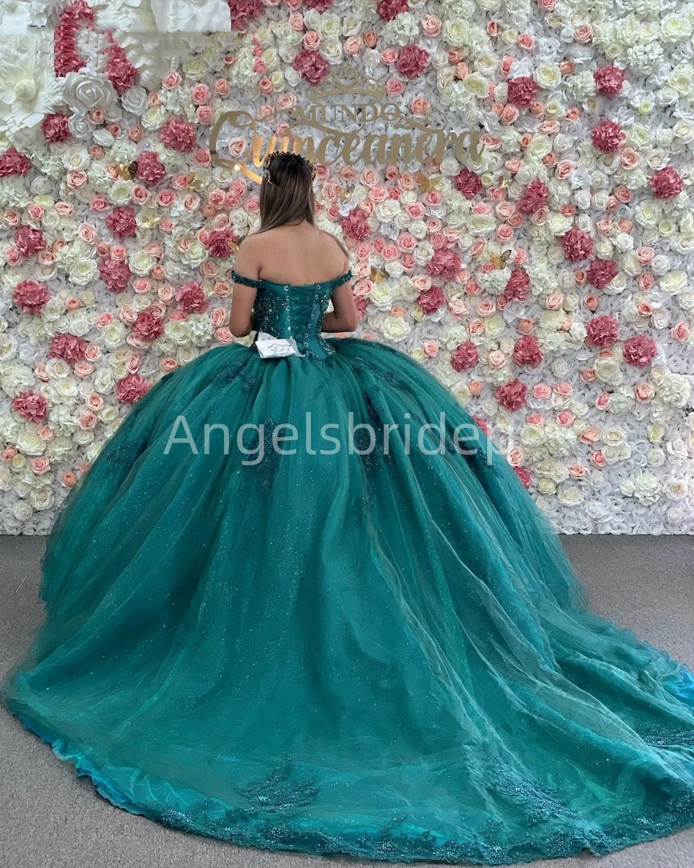 Engels bride funkelnd smaragdgrün quinn ceanera Kleid Ballkleid Geburtstags feier Kleid Abschluss Vestidos de 15 Anos