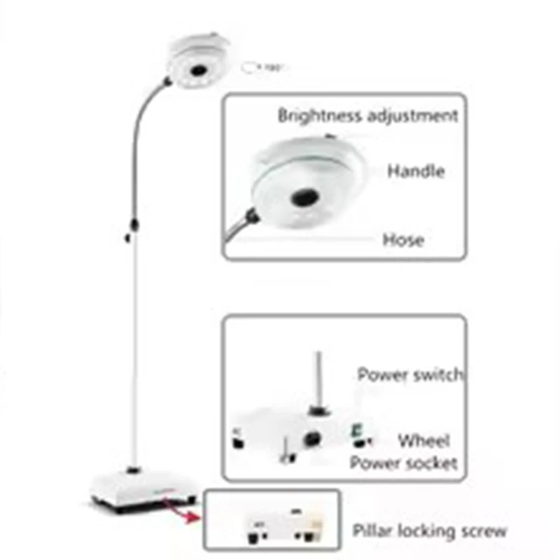 

Oral Lighting Portable Mobile LED Surgical Medical Exam Light Shadowless Lamp Pet Hospital