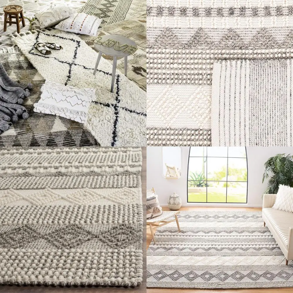 

Марокканский коврик ручной работы из шерсти и хлопка в стиле бохо, 6 футов x 6 дюймов, серый и цвета слоновой кости, идеально подходит для гостиной и спальни, спа-салон с высоким движением