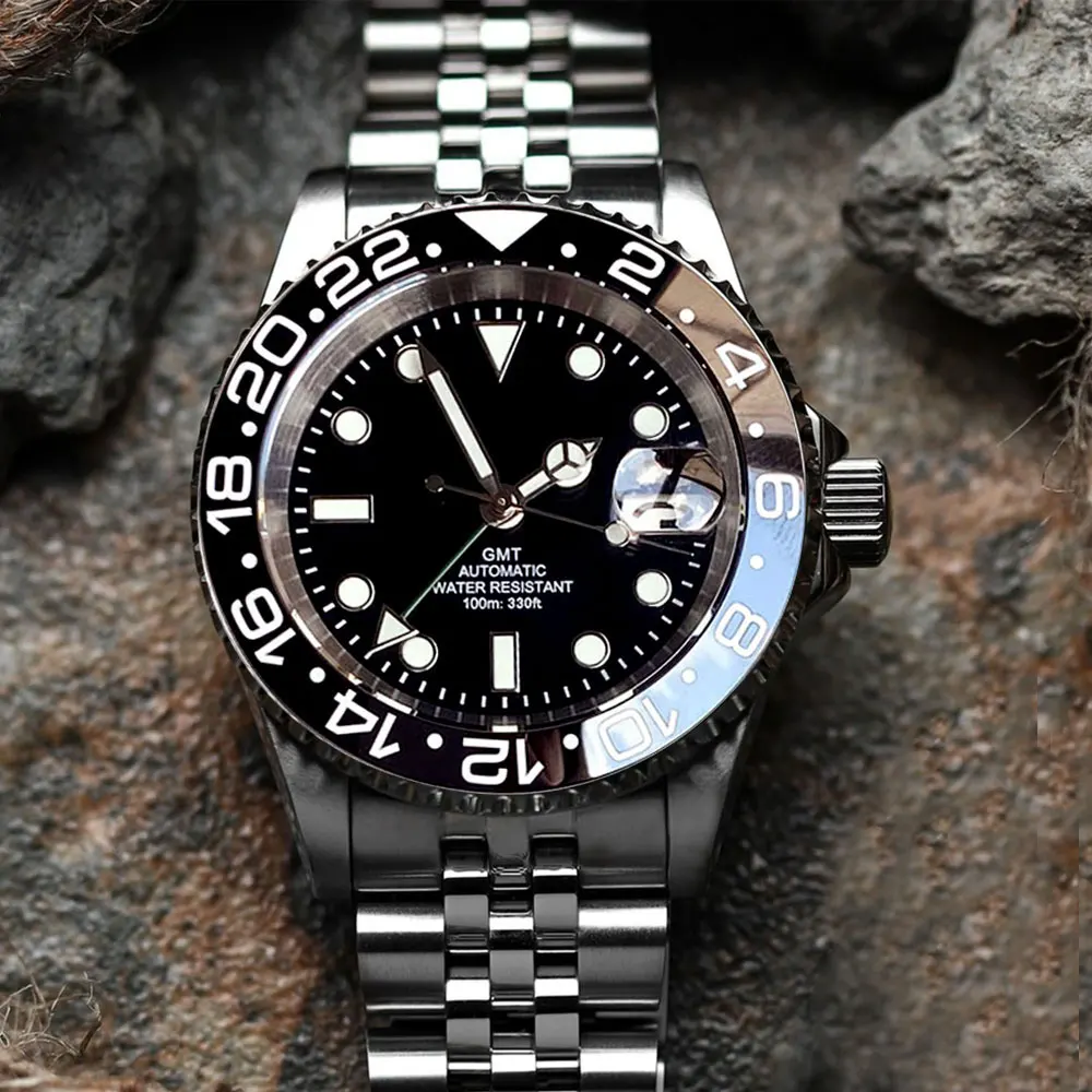 Tandorio GMT Classic Green Diver Men 40mm 200m Waterproof Sapphire