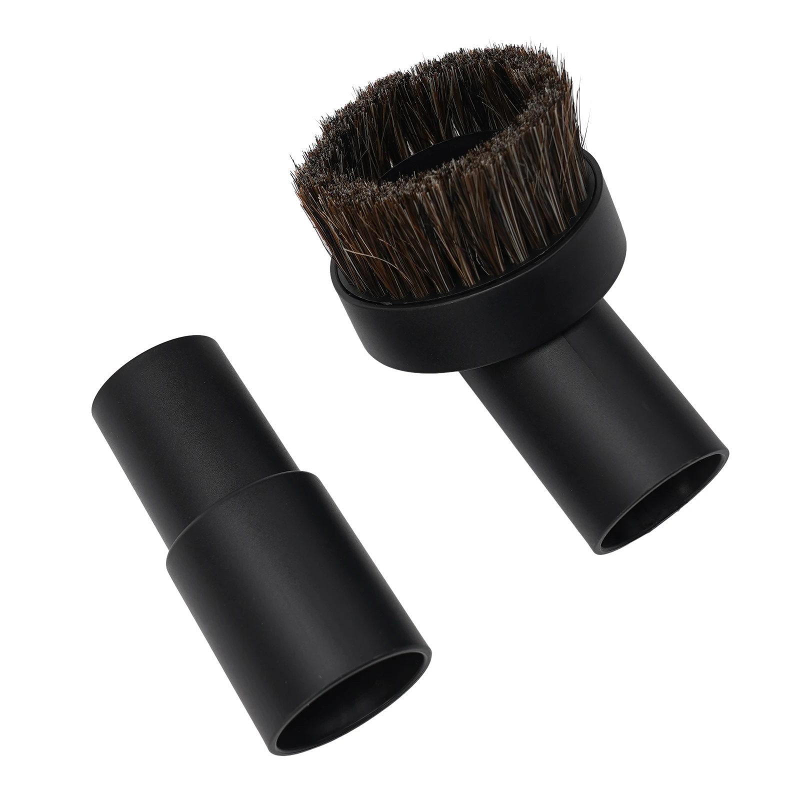 Adapter Horse Hair Brush Horse Hair Round Brush PP Plastic Vacuum With Adapter PP plastic 32mm-35mm Black Bristle