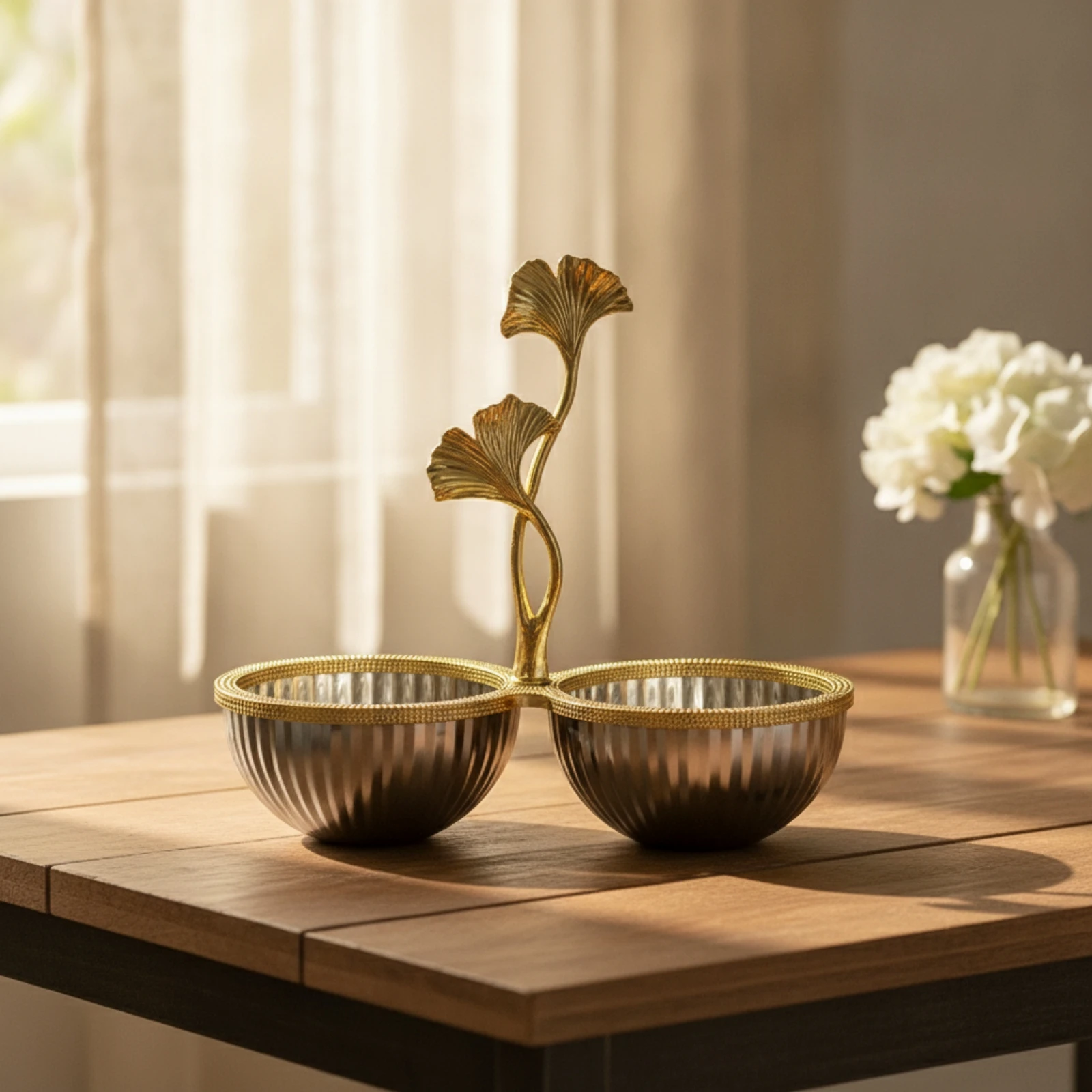 Connected Snack Bowls Leaf-Shaped Snack Bowl Nut Bowl Two-sectionCompartment Dishware Long-Lasting for Hosts, Tabletop