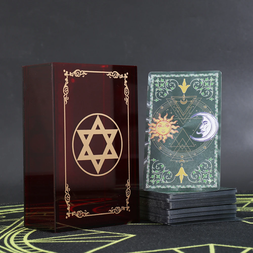 12*7cm złota folia Tarot ciemno czerwony kryształowe pudełko zestaw gra planszowa wodoodporna i odporna na zużycie wysokiej klasy astrologia