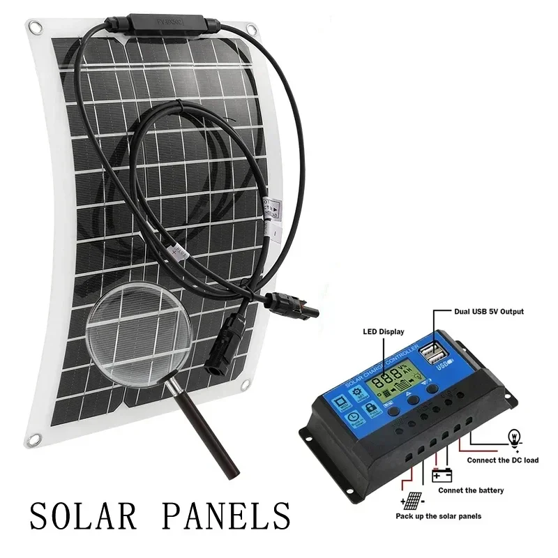 600W Solar Panel Kit Complete 12V USB With 100A Controller Solar Cells for Car Yacht RV Boat Camp MobliePhone Battery Charger