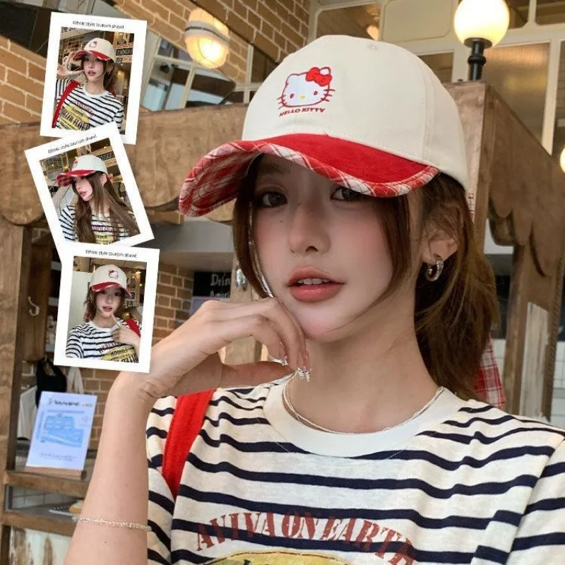 

Anime Cartoon Kawaii Sanrio Hello Kitty Peaked Cap Look Small Super Good Looks Wide Eaves Sunshade Sun Protection Baseball Cap