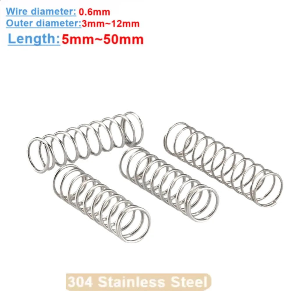 0.6mm Wire Dia 10Pcs Y‑Shape Compression Spring 304 Stainless Steel OD 3‑12mm Length 5‑50mm Spring Steel Mechanical Hardware
