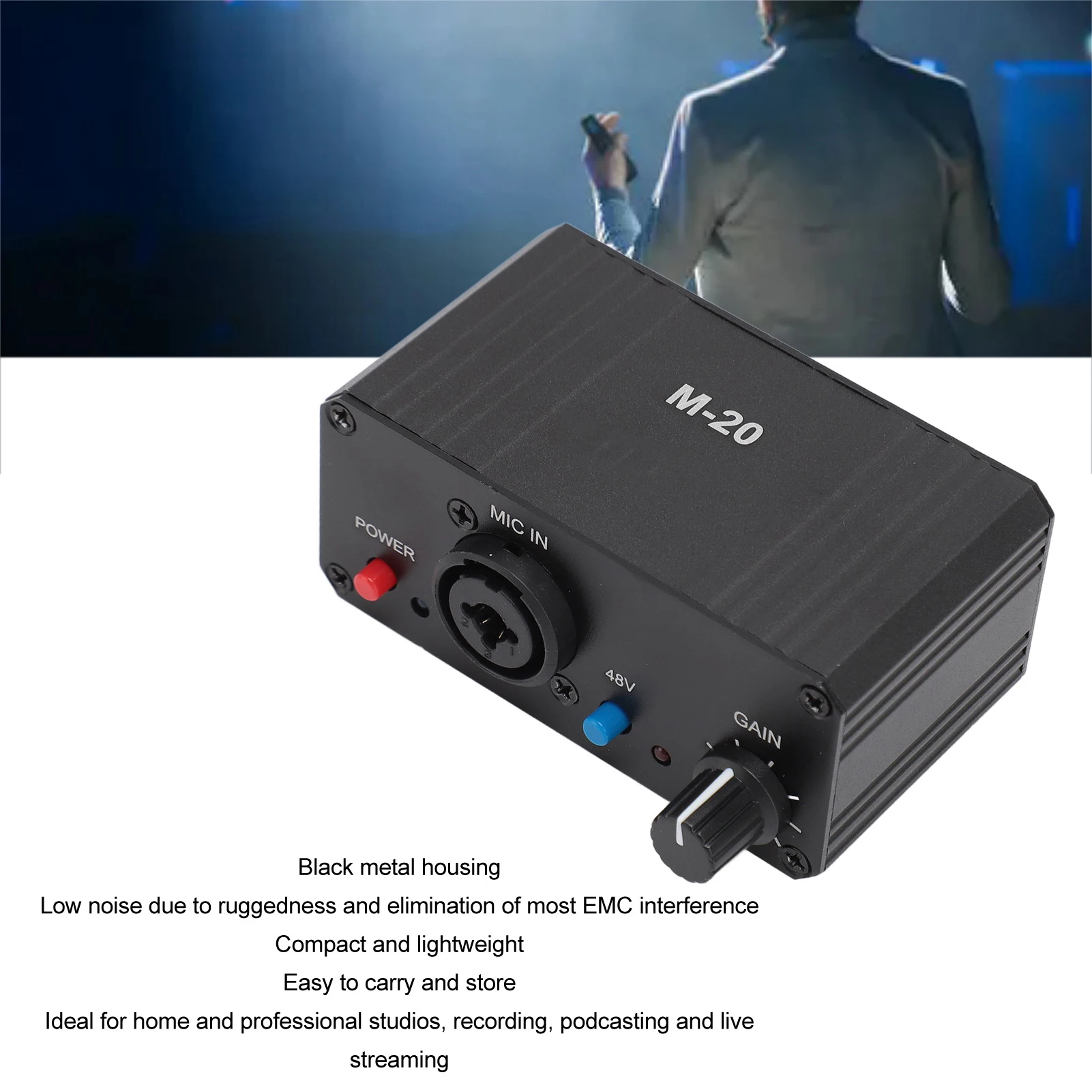 Microphone Preamp Low Noise Microphone Booster Unique Fully Balanced Circuit Compact 48V Phantom Power for Dynamic Microphone image 2