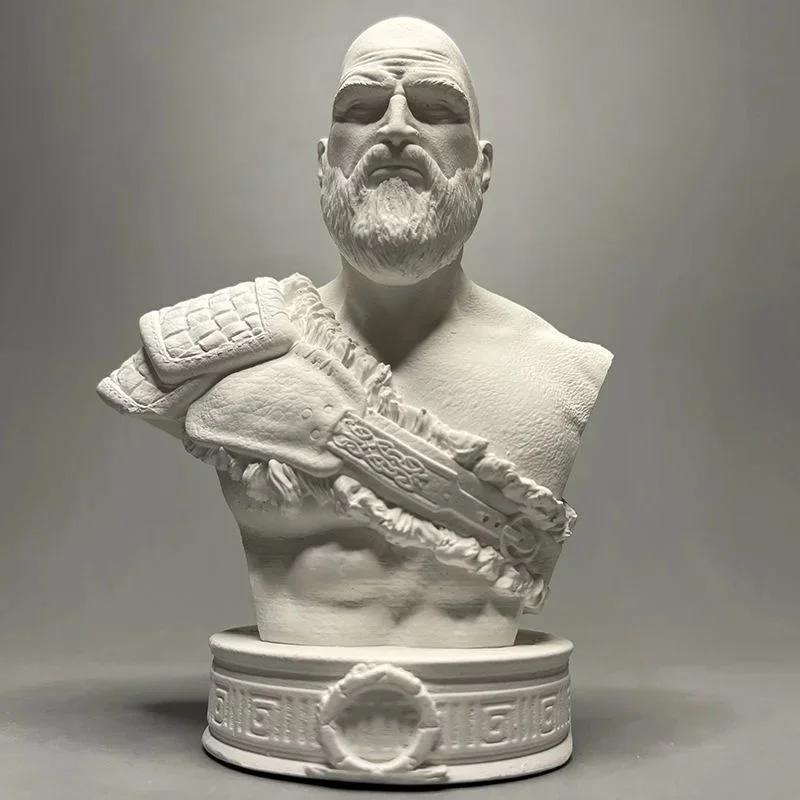 Plaster Statue God Of War Kratos Bust Sculpture Creative Personalized Ornaments Special Holiday Gifts - view 3