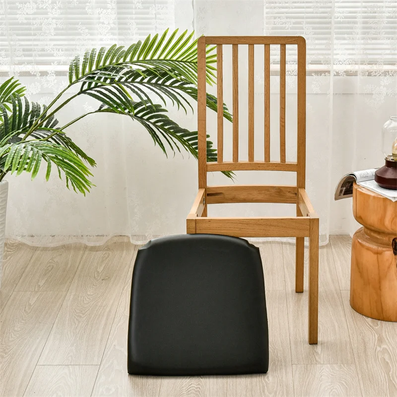 Wasserdichter Stuhlkissenbezug für Küche, Esszimmer, Ledersitzbezug, Esszimmerstuhl-Sitzkissenbezug, einfarbig – Detail 6