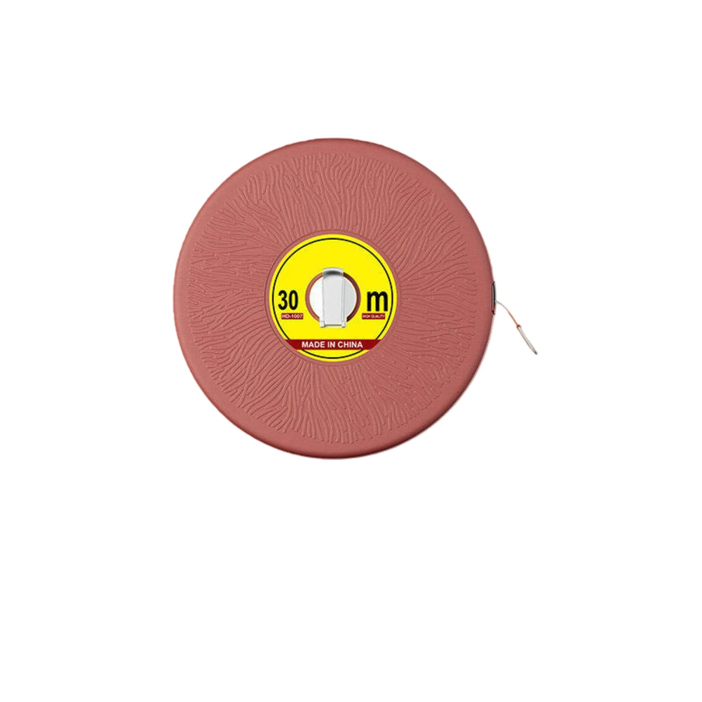 Portable Linen Tape Measure 30-50-100M Yellow Fiberglass Ruler With Rewind Crank For Outdoor Surveying And Land Measurement