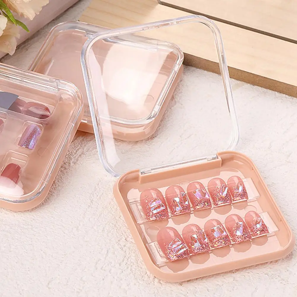 Useful Manicure Organizer Case DIY Nail Art Display Box Fake Nail Storage Case Acrylic  Transparent Lid