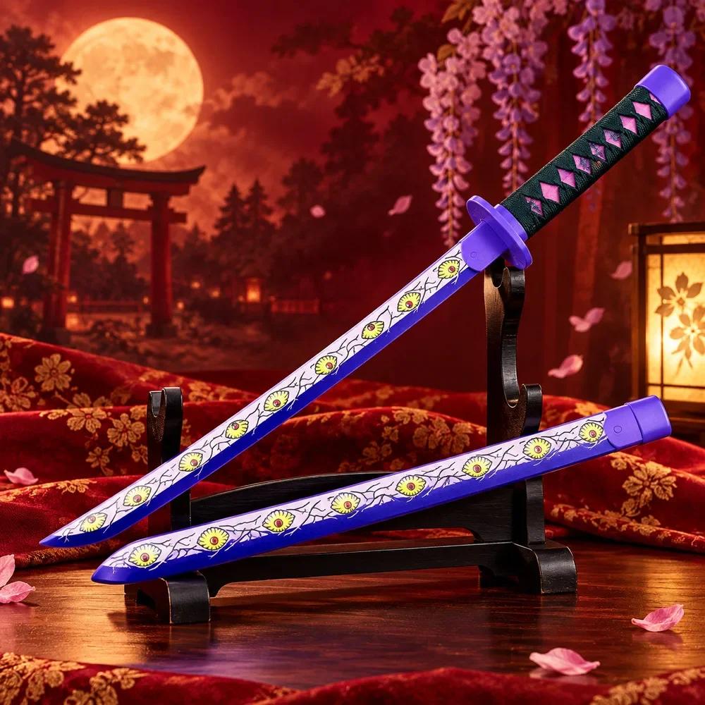 16inch 42cm Kokushibo Katana Anime Cosplay Prop Samurai Sabre Sword Ninja Knife Demon Slayer Real Size Japanese Katana Toy Gift