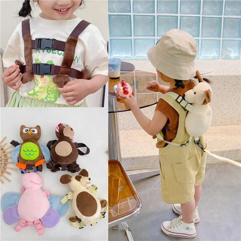 Lovely Kids Toddler Plush Backpack, Cute Cartoon Animal Preschool Bag with Anti-lost Safety Leash for Boys Girls