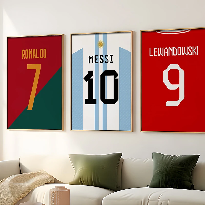 Famous Football Legend Jersey Canvas Posters Football Athletic Player Sports Star Wall Art Pictures Home Bar Room Decoration