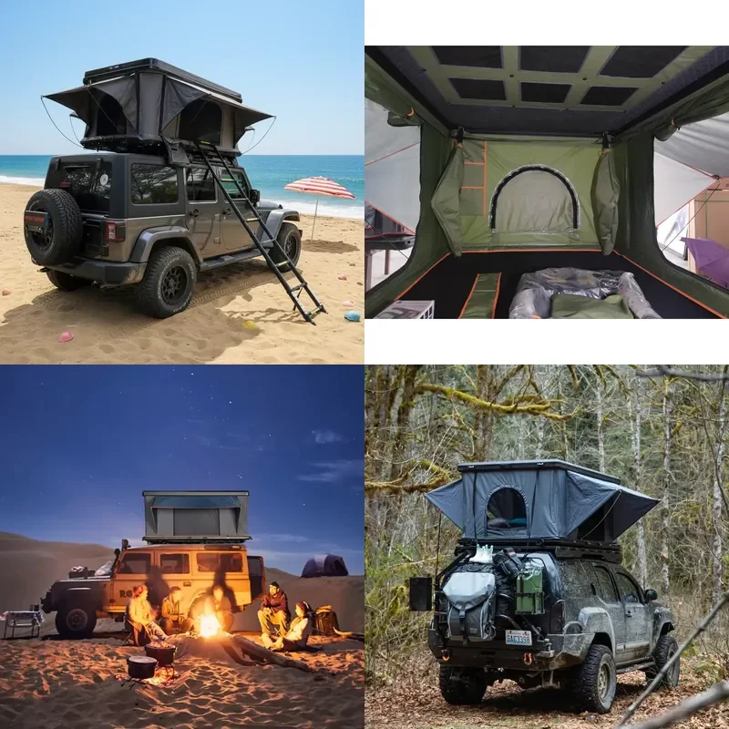 Rooftop Tent Hard Shell 2 Person Four-Season Polyester One Bedroom & Living Room in European Warehouse