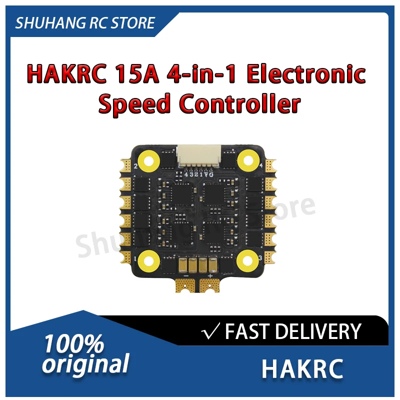 HAKRC 15A 4-in-1 ESC 2S-4S Lipo Low-Noise PWM Drive Active Freewheeling to Extend Endurance for FPV Freestyle Drones Accessories