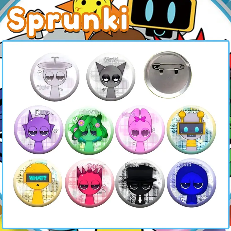 

10PCS Sprunki Round Shape Badge for Bag Clothes Hat Decoration Jewelry Accessories Gifts Wedding Party Decoration Event Supplies