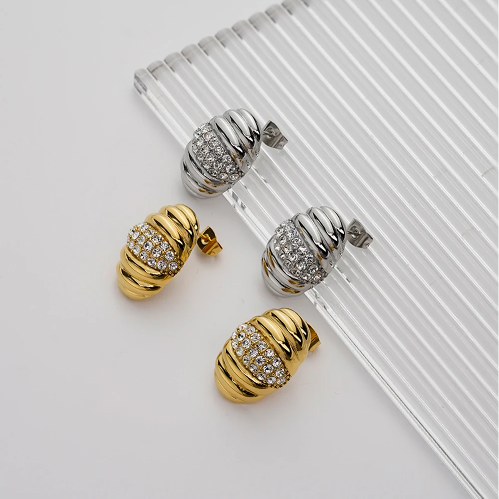 

ENFASHION Aretes De Mujer Oval Zircon Stud Earrings For Women's Stainless steel 18K Plated Gold Decliate Fashion Jewelry E251854