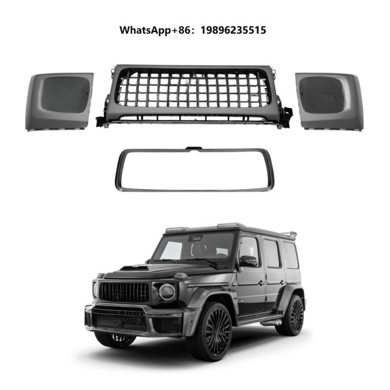 Carbon Fiber Front Grille & Headlight Covers Trim for G63 W464 W465 G800-Sports/Performance Style Autoclave Carbon