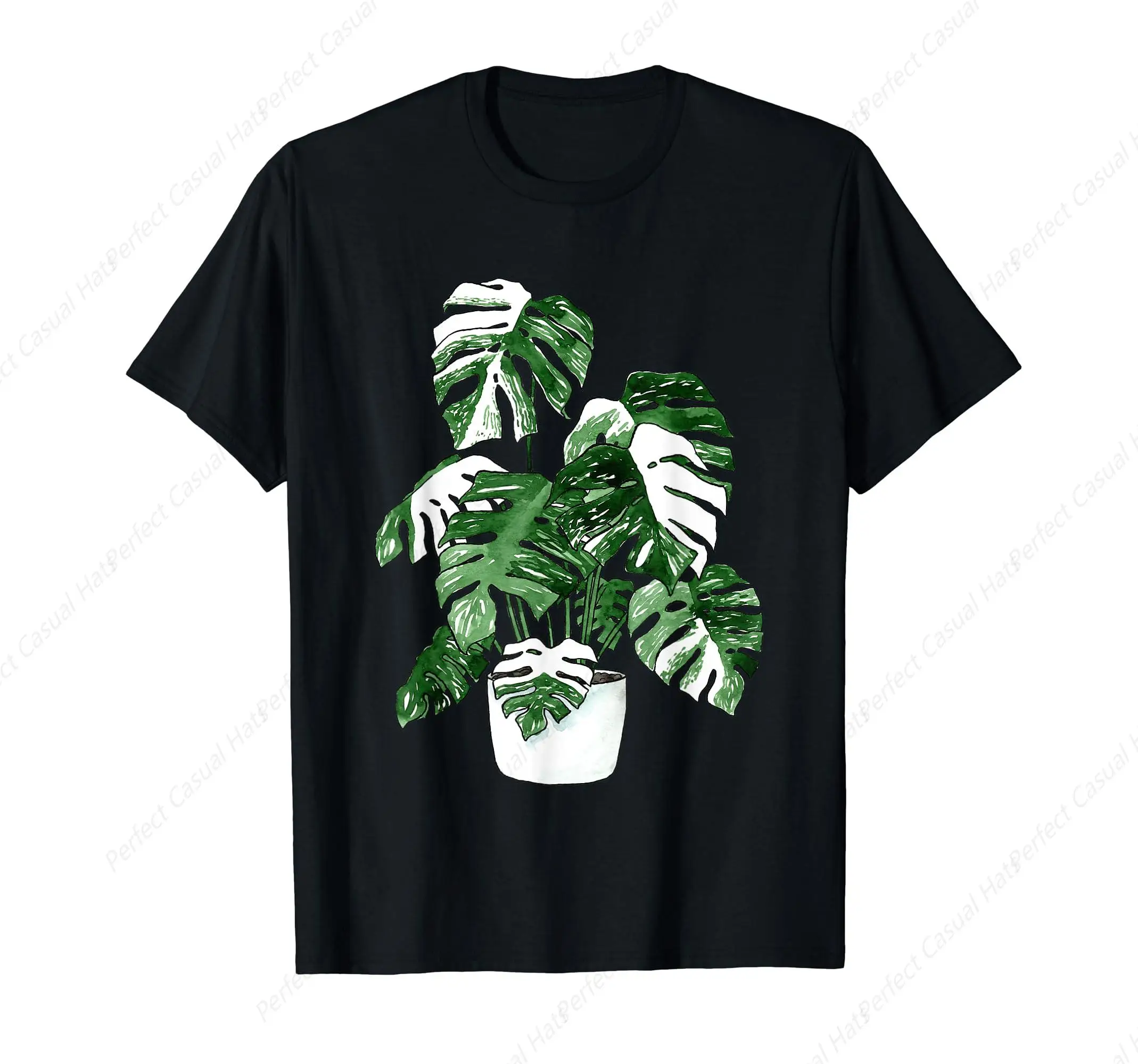 Retro Variegated Monstera Deliciosa Variegata House Plant Ear T-Shirt Botany Pattern High Quality Tees Tops ?