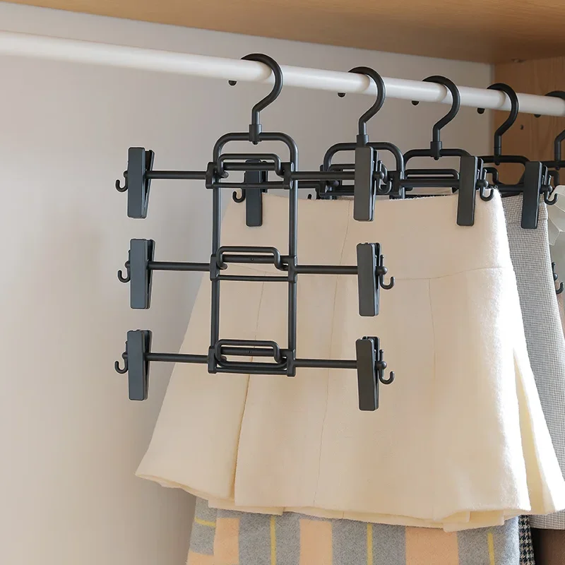 Shimoyama calças roupas rack armário organizador cabides multifunções ajustáveis multi-camadas saia calça prateleiras de guarda-roupa