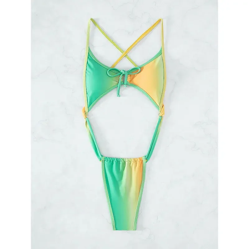 مثير التعادل صبغ طباعة ملابس السباحة قطعة واحدة بيكيني عالية الخصر ثونغ ملابس السباحة Biquini conjunto دي بيكيني Tankini بحر ثوب السباحة