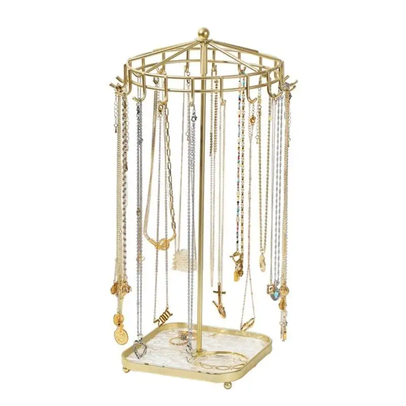 A52E Alloy Necklace Holder Convenient Necklace Stand Stylish Jewelry Holder Rotating Necklace Organizers for Jewelry Storage