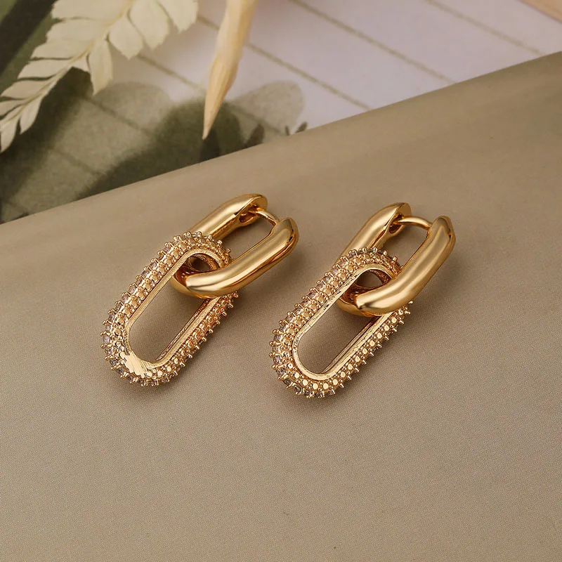 2024 Punk Double Loop Drop Earring Gold Color Geometric Round Earrings for Women Girls Vintage Hip Hop Fashion Jewelry Gifts