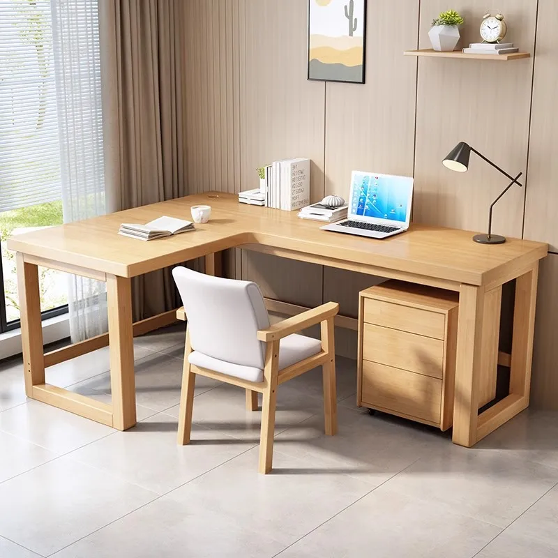 Solid wood corner desk L-shaped desktop computer against the wall Bedroom study household corner work writing
