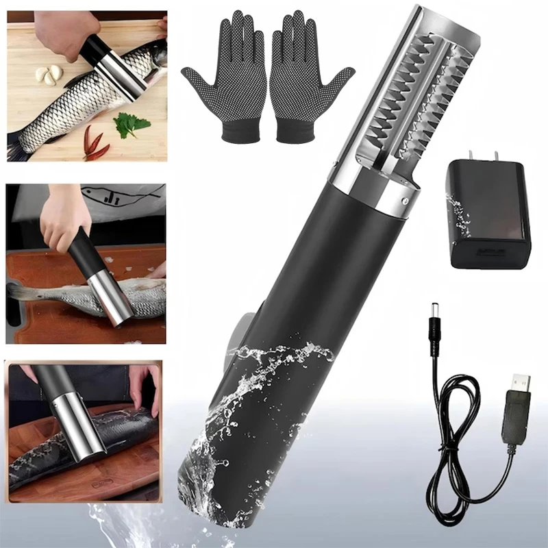 

Портативный электрический скребок для рыбы, зарядка через USB, водонепроницаемый строгальный станок для рыбьей чешуи, скребок для очистки рыбы, нож для весов, кухонные инструменты для морепродуктов