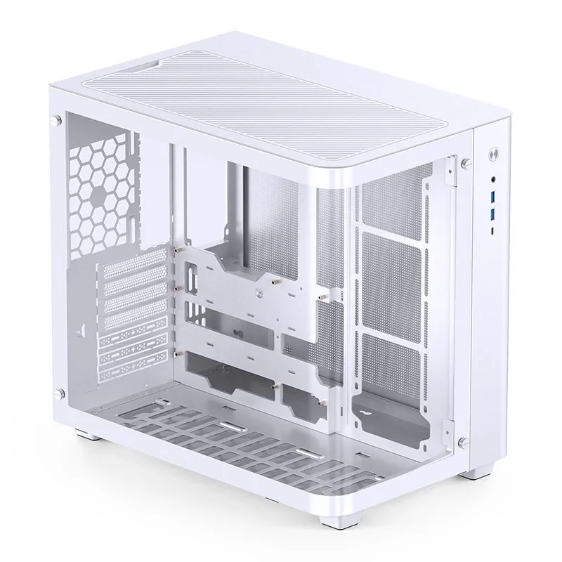for Curve Wood ATX Vertical Gaming Computer Case Tower Aluminum Tempered Glass PC Desktop