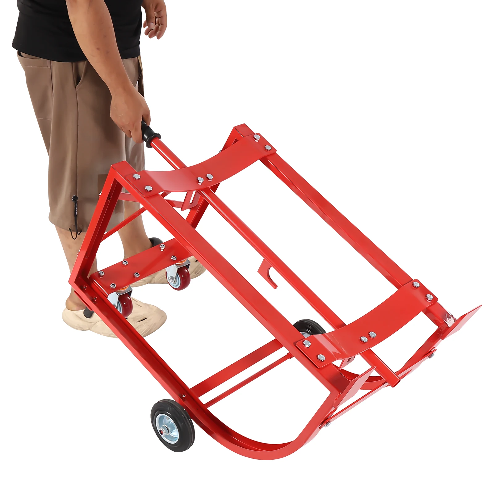 55Gal Drum Dolly Cradle Stand Drum Bergerak 272,15kg/600lbs dengan Roda untuk Mengangkut Drum Bulat