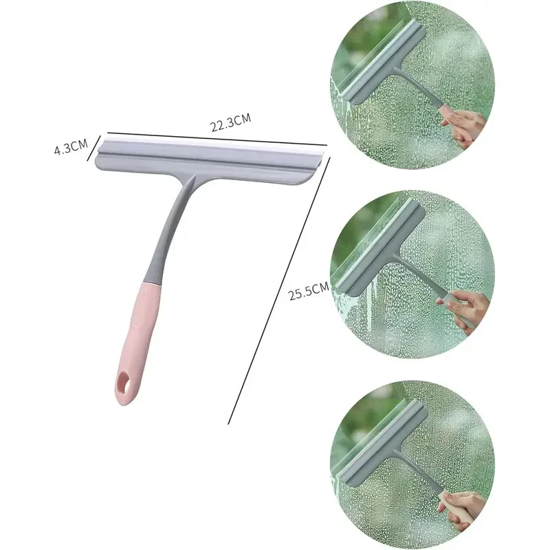 Portable Multi-Purpose Silicone Squeegee for Car Windshield Bathroom Tile Shower - Water Removal Wiper for Windows Mirrors