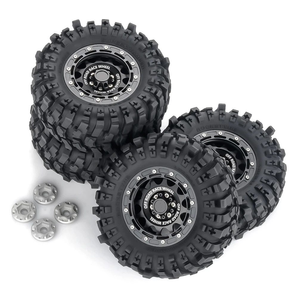 PYFORE 2.6‘’ Beadlock Climbing Tires Metal Wheel Rim Hub 133x55mm Adapter 17mm/12mm for 1/7 RC Car Crawler MK07 JK07 Accessories