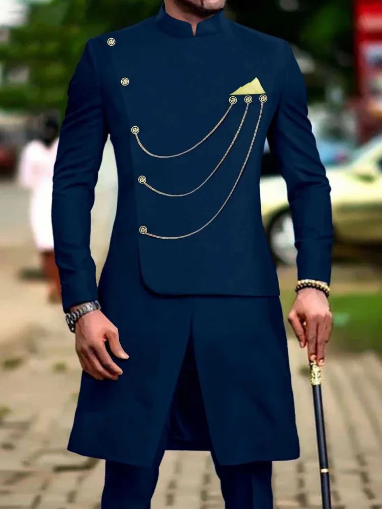 

2025 New Casual Fashion Hot Selling Printed Men's Suit Slim Two-piece Set Trajes Elegante Para Hombres Terno Masculinos Completo