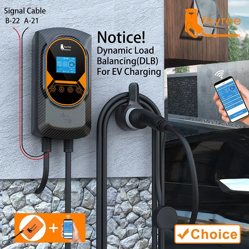 feyree Ładowarka EV Typ2 Kabel 32A 7.6KW Dynamiczne obciążenie Zakrywanie EVSE Wallbox Funkcja aplikacji 11KW 22KW Stacja ładowania Samochód elektryczny
