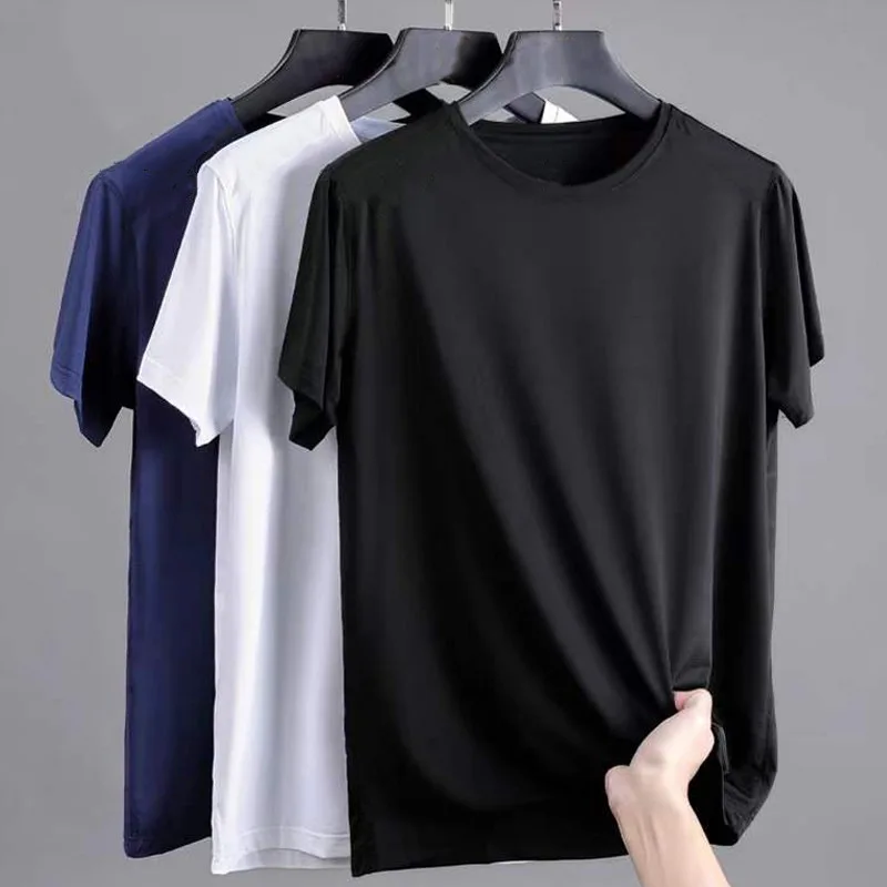 Lauf T-shirt Männer Sommer Eis Seide Dünne Top Reflektierende Druck Schnell Trocknend Kurzarm Atmungsaktive Fitness Sport T-shirt 5XL