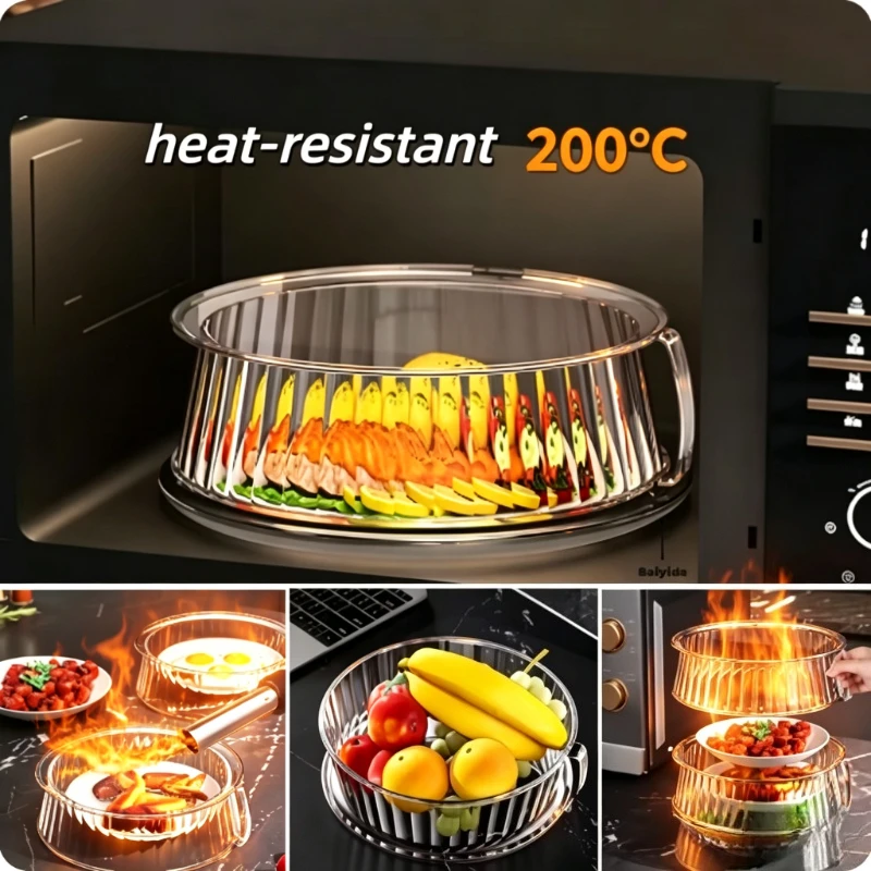 Microwave Oven Cover Household Food Insulation Cover Thermal  Kitchen Tabletop Dust Proof Stackable Vegetable and Fruit Platter