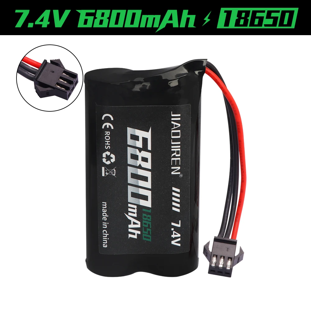 Li-ion battery SM-3P 7.4V 6800mAh for MN128 Watch Gesture Sensing Twisted RC stunt car 18650 7.4v battery For RC Cars SM-3P Plug