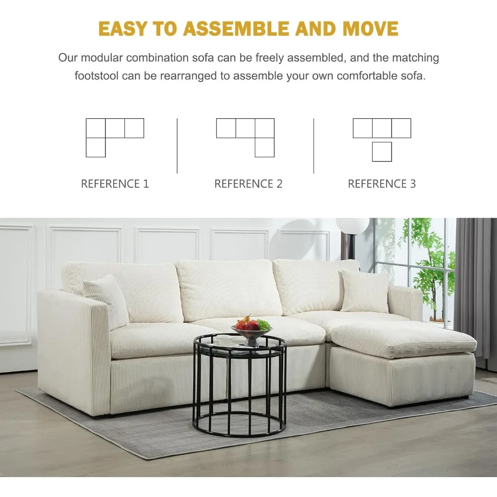 أريكة مقطعية على شكل حرف L مكونة من 3 مقاعد مع مسند، مجموعة أريكة مريحة ذات مقعد عميق لغرفة المعيشة #6