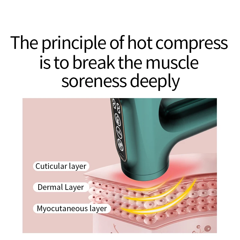 شاشة LCD نبض تدليك بندقية جهاز مساج كهربائي ساخن ضغط بندقية العضلات العميقة الاسترخاء للجسم الرقبة الظهر قرع لتخفيف الآلام