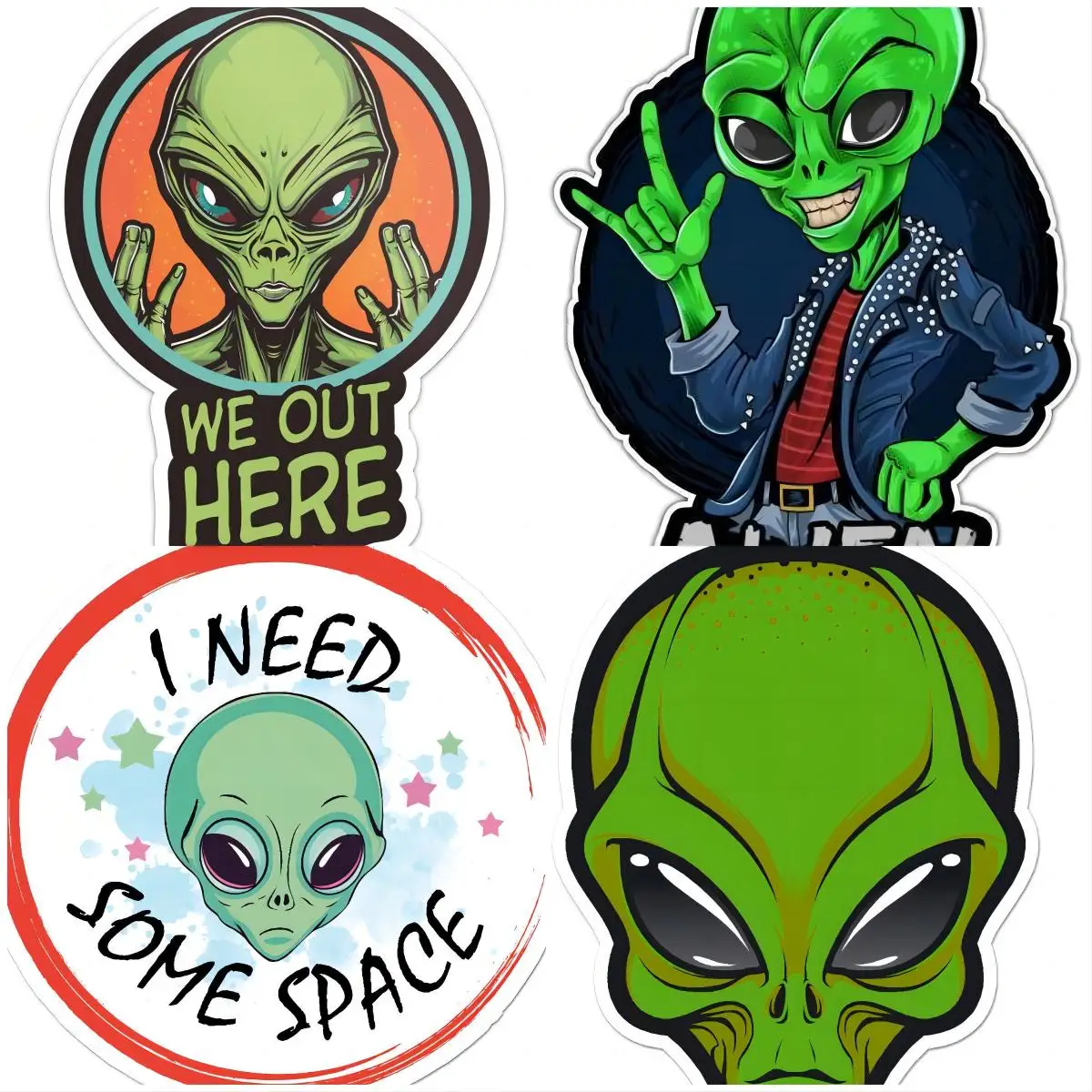 Cool Astrounaut  Alien Rocker Spiked Space Car Bumper Vinyl Sticker Decal for Motorcycle Jdm Car Accessories