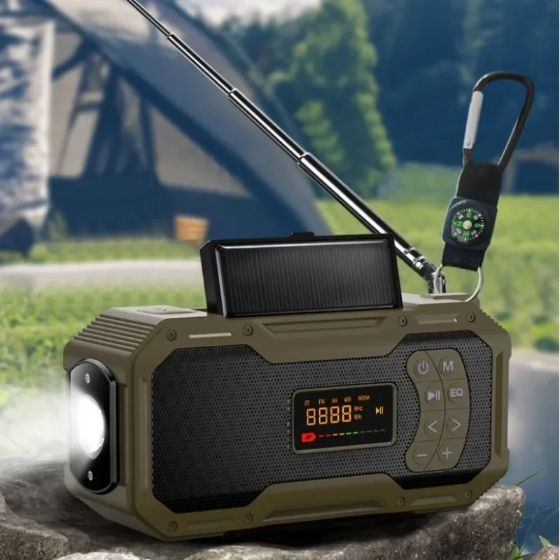 Solar Panel 5000mAh Hand Crank Radio DAB+ FM Portable Radio with Flashlight Mobile Charger SOS for Survival Outdoor Emergency