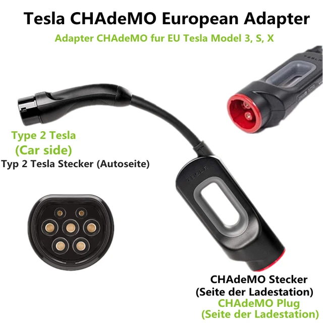 Ev tesla電動車アダプターchademo (iec 62196 Type-2) dc充電器 (ヨーロッパモデル用)  テスラモデルs、モデルx、supppor - AliExpress