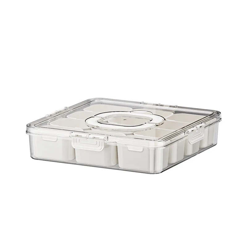 

Food grade salad crisper, portable plastic kitchen, sealed sub-format, fruit bento box, transparent 12-grid seasoning