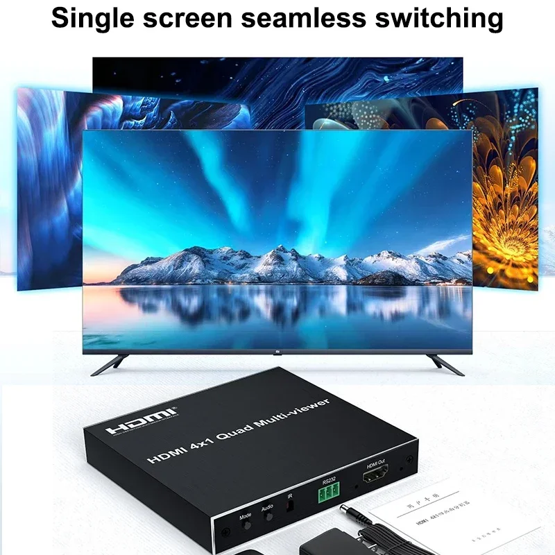 4k 4x1 HDMI Multi-viewer 1080P 4 Port HDMI Multiviewer Quad Screen Segmentation Splitter 4 in 1 Out Seamless Switch Display