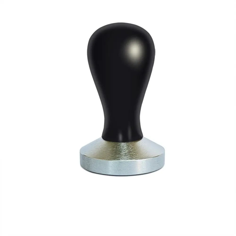 Black Wooden Handle Solid Wood Espresso Coffee Tamper Aluminum 51mm/53mm/58mm Coffee Powder Pressing Hammer Flat Base Manual