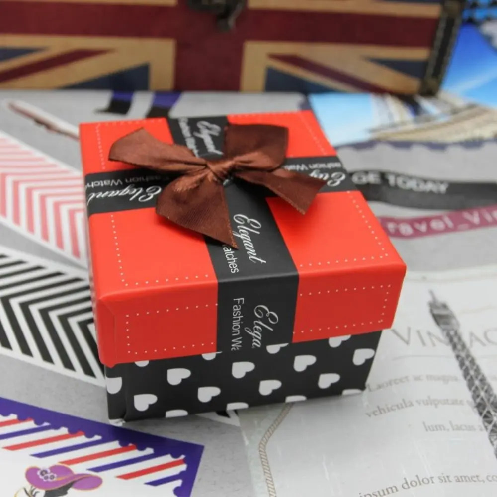 Простой бумажный футляр для часов, мультяшный браслет с защитой от падения, упаковочная коробка, износостойкая прочная бумажная коробка с бантом