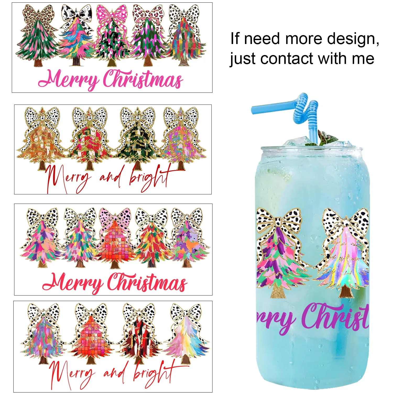 

Christmas stockings trees easy peel waterproof Party DIY Decals 3D transfers uvdtf tumbler seal stickers 16oz uv dtf cup wraps